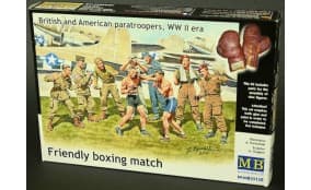 Friendly boxing match. British and American paratroopers